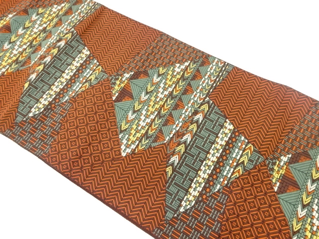 JAPANESE NAGOYA OBI / CHIKUZEN HAKATA / WOVEN GEOMETRIC